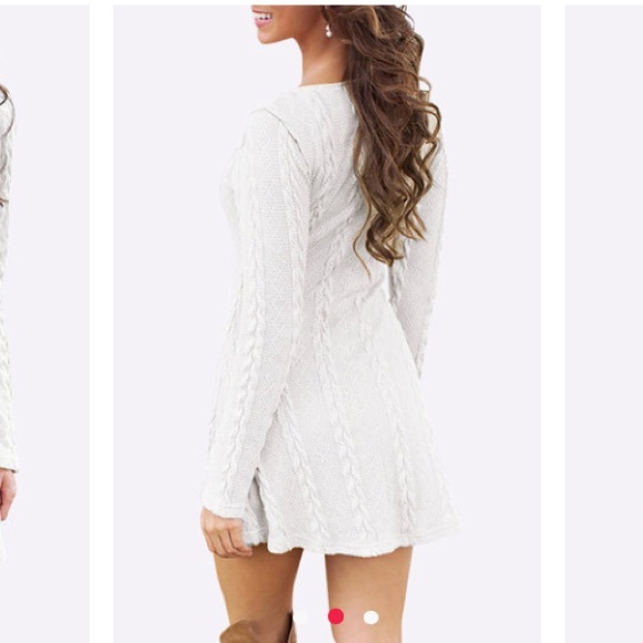 White Cable Knit A-line Dress - Picture 3 of 4